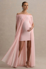 Atmosphere | Pink Bandeau Maternity Mini Dress With Mesh Overlay
