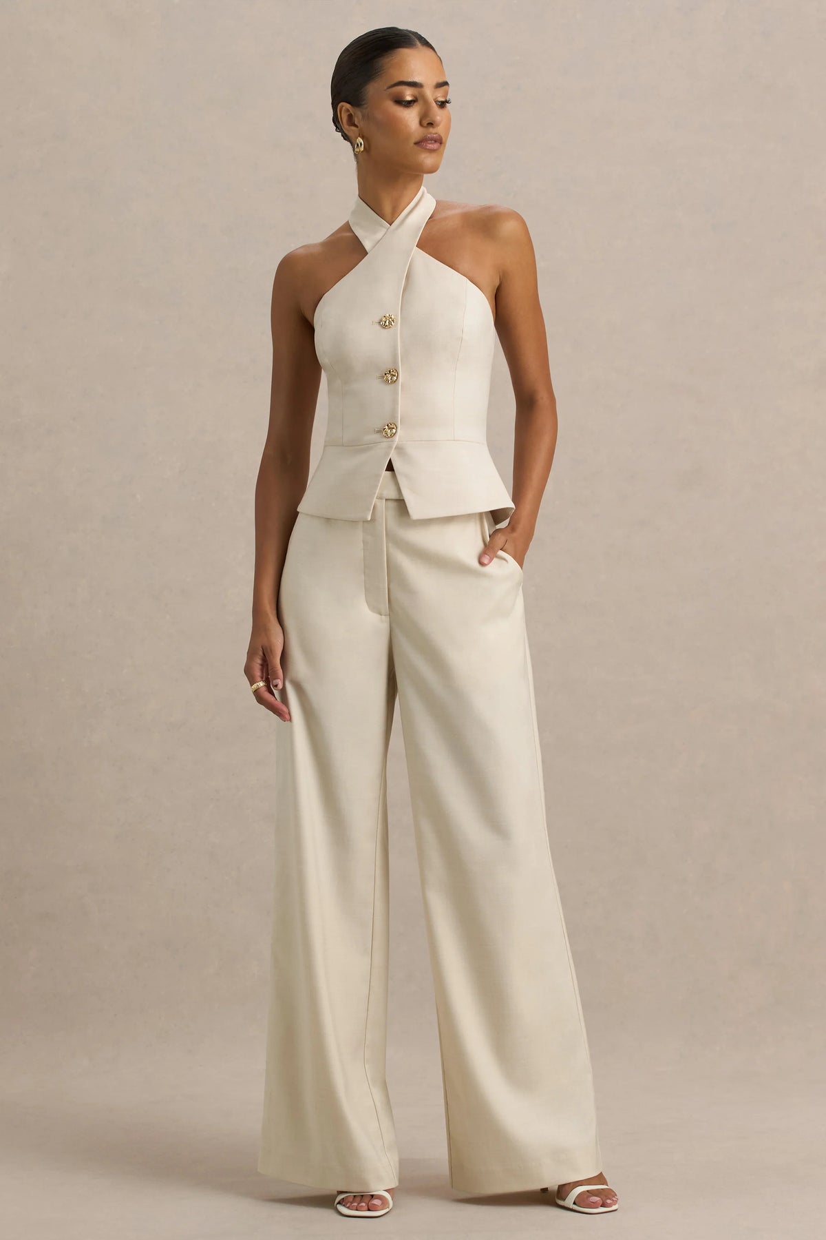Bellarose | Nude Wide-Leg Trousers