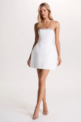 Bobbie | White Embellished Bandeau Mini Dress