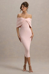 Bayshore | Pink Bow Bardot Midi Dress