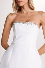 Bobbie | White Embellished Bandeau Mini Dress