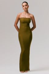 Angelie | Green Bandeau Bodycon Maxi Dress