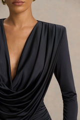 Ciela | Black Extreme Plunge-Neck Mini Dress