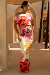 Clara | Large Multi Placement Floral Print Maxi Skirt